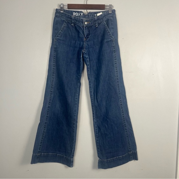 Y2k 08 Roxy San-o wide leg fit denim jeans size 5 - Picture 1 of 8